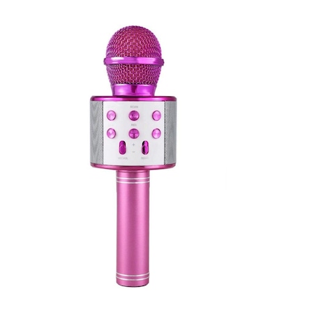 Ws 858 Karaoke Mikrofon Bluetooth Hoparlör Pembe