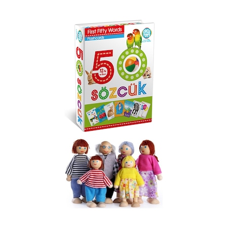 Circle Toys 6'lı Ahşap Kukla Aile + 50 Sözcük Seti