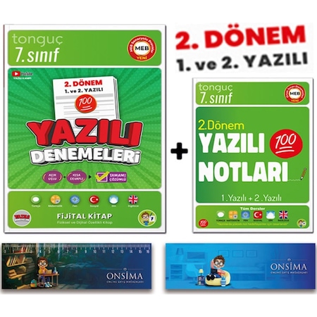 Tonguç Akademi 7. Sınıf 2. Dönem Yazılı Denemeleri - 2. Dönem Yazılı Notları - Süper İkili Set 2 Kitap