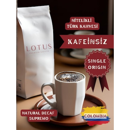 Lotus Coffee Colombia Natural Decaf Kafeinsiz Nitelikli Türk Kahvesi 250 G