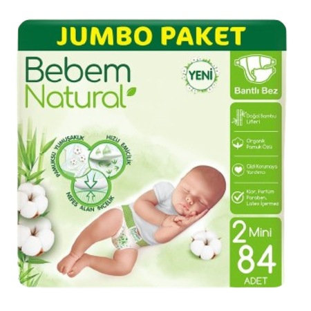 Bebem Natural Bebek Bezi 2 Beden Mini Jumbo Paket 84 Adet