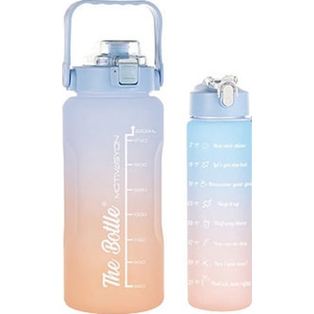 Finehome Motivasyonel Su Matarası Mavi 2'li 2 L + 900 ML