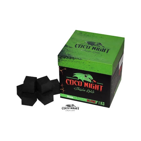 Coco Night 1 KG 26 MM Hindistan Cevizi Küp Nargile Kömürü + Folyo