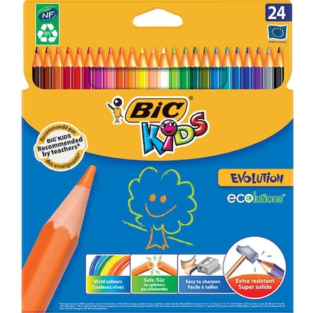 Bic Evolution Kuru Boya Kalemi 24'li Paket 937515