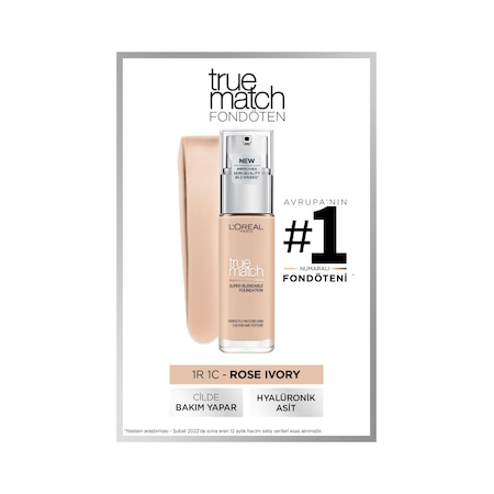 L'Oreal Paris True Match Bakım Yapan Fondöten 1R1C Rose Ivory 30 ML