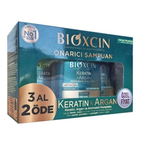 Bioxcin Keratin & Argan Onarıcı Şampuan 3 x 300 ML