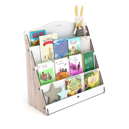 Mingitav Mingitav Lucky Montessori Ahşap Çocuk Odası 4 Raflı Kitaplık