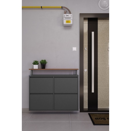 Ceha Tablalı 4'lü Metal Ayakkabılık - Füme K.AYK-2.4/AC/P 7979