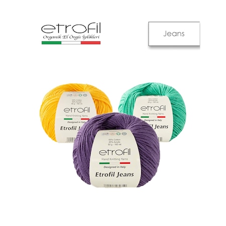 Etrofil Jeans El Örgü Iplikleri - 50 Gr / 160 Metre - Tüm Renkler