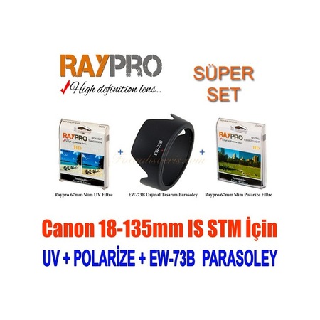 Raypro 67Mm Hd Slim Uv + Polarize Filtre + Ew-73B Parasoley Seti