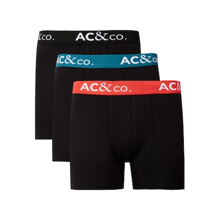 Ac&Co / Altınyıldız Classics Erkek Siyah Pamuklu Esnek 3'Lü Boxer Paketi