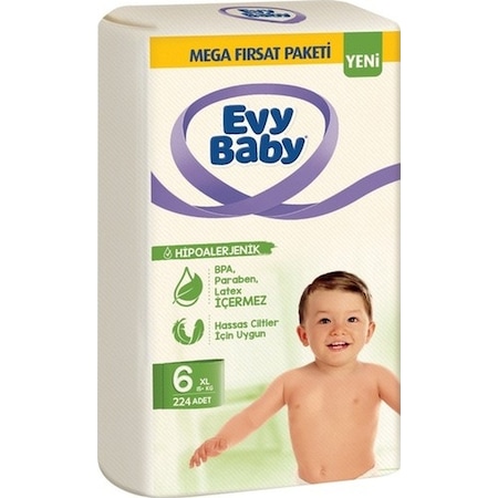 Evy Baby Bebek Bezi 6 Numara Mega Fırsat Paketi 224 Adet