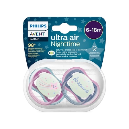 Philips Avent Ultra Air Gece Emzik 2'li - 6-18 Ay - Dreams Mor