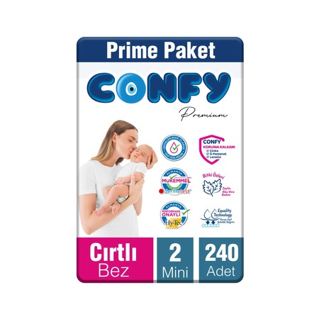 Confy Premium Bebek Bezi 2 Numara Mini 240 Adet