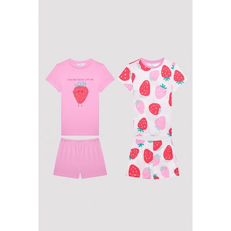 Penti Kız Çocuk Strawberry Çok Renkli 2li Pijama Takımı Pnzxpw2b24ıy-mıx