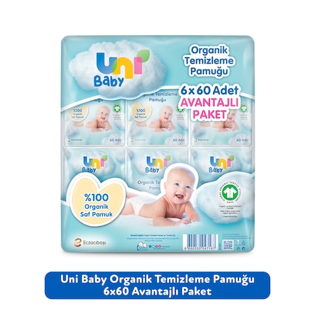 Uni Baby Bebek Temizleme Pamuğu 6 x 60'lı