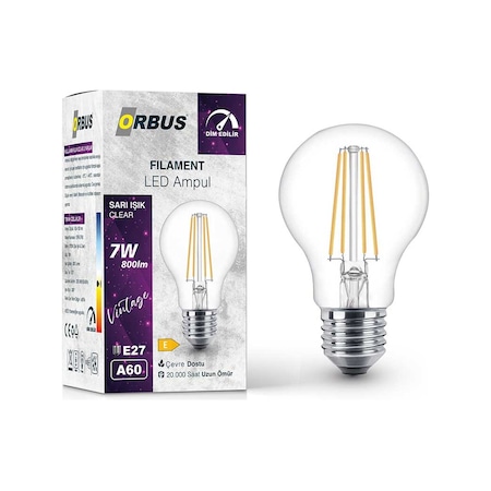 Orbus 7W E27 Dim Edilebilir DF60 Filament Led Ampul