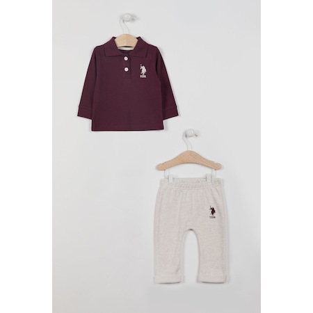 U.s. Polo Assn Lisanslı Bordo Kız Bebek Uzun Kol Sweatshirt Takım 5274-30367