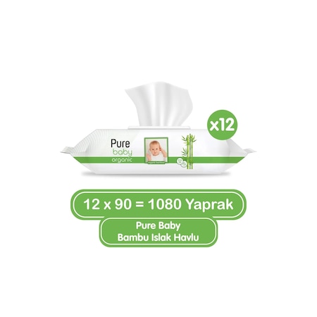 Pure Baby Organik Bambu Islak Havlu 12X90 1080 Yaprak 86841119001