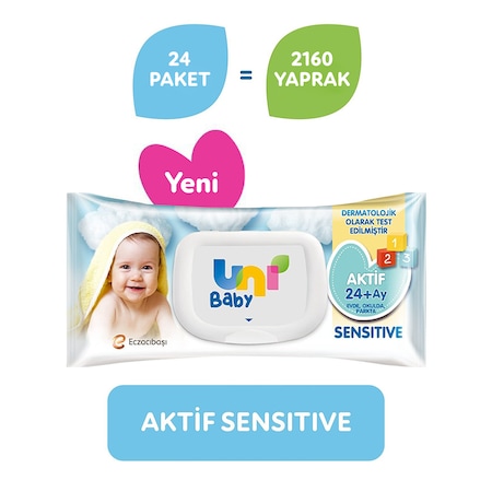 Uni Baby Aktif Sensitive Islak Mendil 24'Lü 2160 Yaprak
