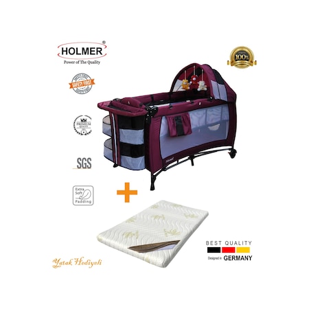 Holmer Kids Maxi Comfort Eurostyle Oyun Parkı - Mürdüm + Aloevera Yatak