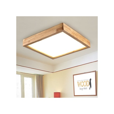 Wood Design World 60X60Cmahşap Çerçeve Tavan Led Aydınlatma Avize