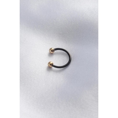 Piercing, Cerrahi Çelikten İmal Edilmiş, Siyah Renkli, Halka Model, Minimal Gold Uçlu, Piercing