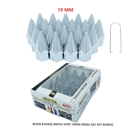 Bijon Kapağı Sivri 19 Mm Krom 20 Li Set