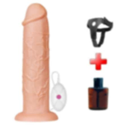 Lilitu Shop Belden Bağlamalı 28 CM Gerçekçi 10 Titreşimli Testissiz Dildo Vibratör Penis