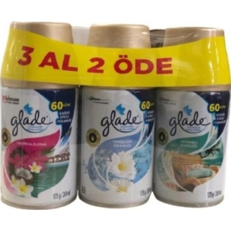 Glade Okyanus Sessizliği + Temizliğin Ferahlığı + Tropikal Floral Oda Kokusu Sprey 3 x 269 ML