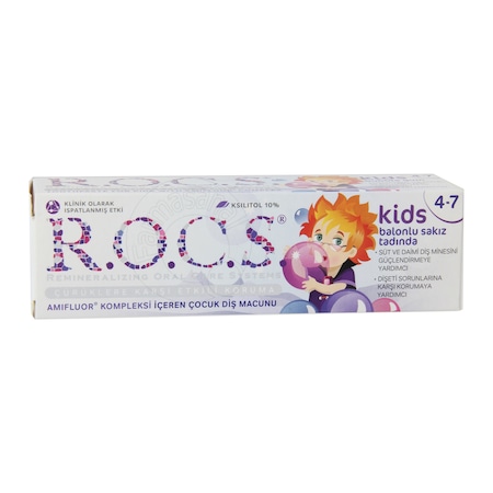 Rocs Kids 4-7 Yaş Balonlu Sakız Tadında Diş Macunu - 45 G