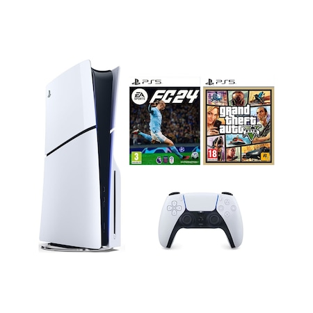 Sony Playstation 5 Slim 1 TB Standart Edition Konsol + PS5 Gta 5 + PS5 FC 24 (İthalatçı Garantili)