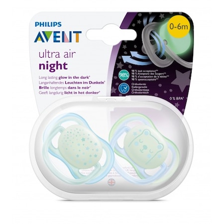 Philips Avent Ultra Air Night Karanlıkta Parlar Gece Emziği 0-6 Ay