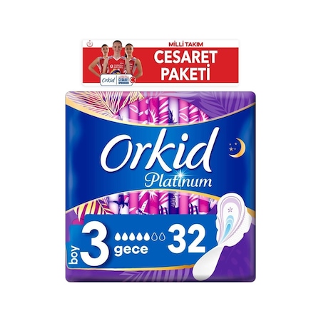 Orkid Platinum Hijyenik Ped Gece 16'lı x 2 Milli Takım Cesaret Paketi