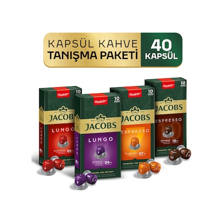 Jacobs Kapsül Kahve Tanışma Paketi 40'lı ( Nespresso Uyumlu Alüminyum Kapsül Kahve )