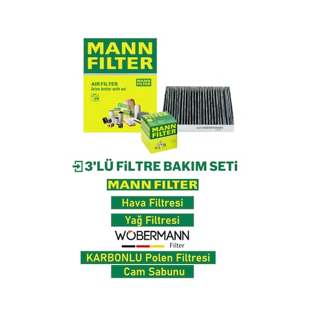 Wöbermann+mann Audi A3 1.6 Tdi Filtre Bakım Seti 2013-2019 3k