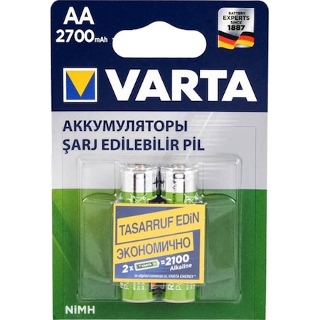 Varta 2700Mah Aa Şarjlı Kalem Pil 2 Adet Pil 2700 Mah