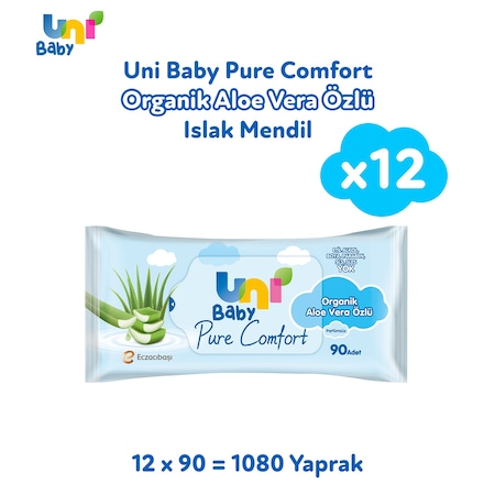 Uni Baby Pure Comfort Organik Aloe Vera Özlü Islak Mendil 12'Li