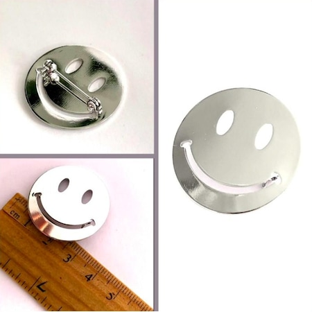 Omeniv Vintage Retro Stil Gümüş Ton Smiley Face Broş İğne