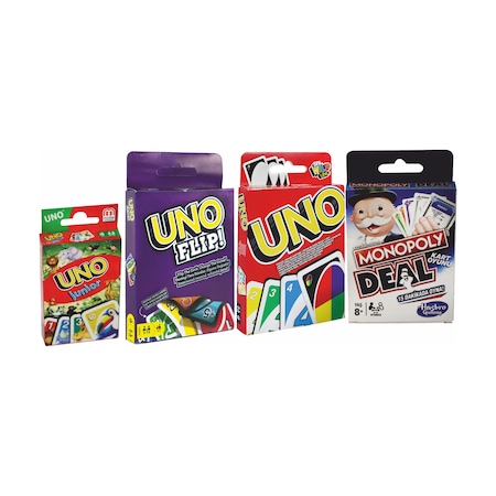 Uno, Monopoly, Uno Flip ve Uno Junior 4'lü Ekonomik Set