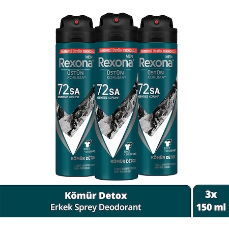Rexona Men Kömür Detox Erkek Sprey Deodorant 3 x 150 ML