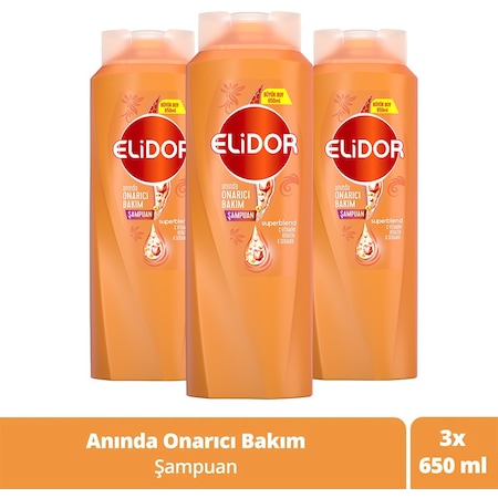 Elidor Anında Onarıcı Bakım Saç Bakım Şampuanı 3 x 650 ML