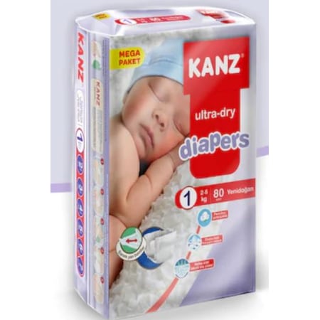 Kanz Yenidoğan Bebek Bezi 1 Numara Mega Paket 80 Adet