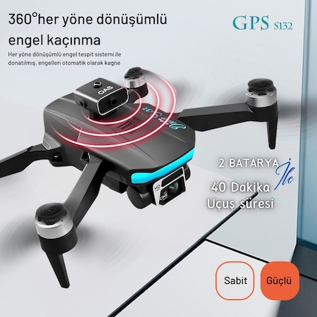 Piha S132 Gps Drone 2batarya Ile 40 Dk Uçuş Süresi Beni Takip Et Modu Engelden Kaçınma Modu