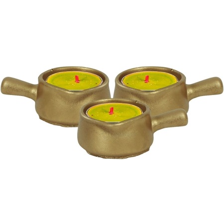 Mumluk Şamdan 3 Adet Tealight Uyumlu Üçlü Tava Model - Altın