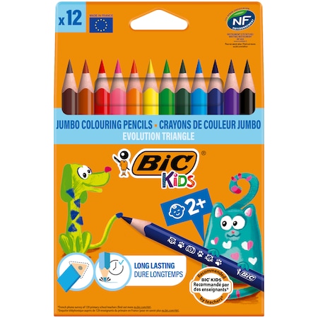 Bic Kids Evolution Üçgen Jumbo Kuru Boya Kalemi 12 Renk