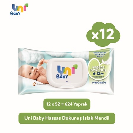 Uni Baby Hassas Dokunuş Islak Mendil 12'li 624 Yaprak