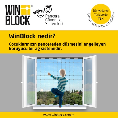 ORTA BOY - WINBLOCK Çocuklar için Pencere Çelik Güvenlik Ağı – Ye