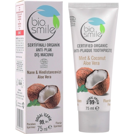 Bio Smile Nane & Hindistan Cevizi ve Aloe Vera Özlü Doğal Diş Macunu 75 ML