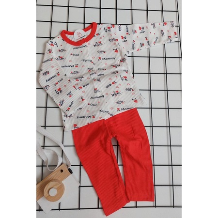 I Love Mom&dad Baskılı Fitilli Önden Çıtçıtlı Bebek Pijama Takımı 001